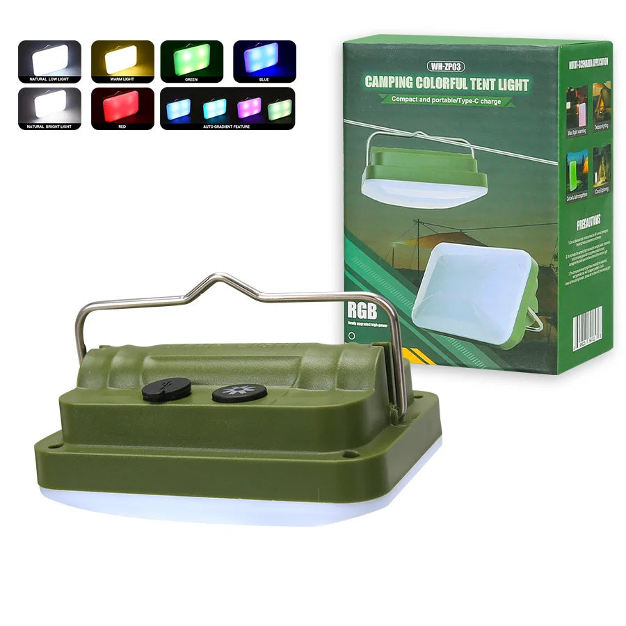Rechargeable Camping Lamp w/ Hook-7 Light Modes, Outdoor Waterproof, Portable Lantern for Backpacking,Tent Lighting Hiking Trips