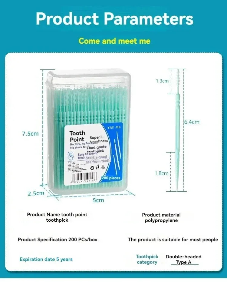 100/200/400/1000pcs Toothpick Brush Boxed Plastic Toothpick Disposable Household Interdental Brush Teeth Picking Dental Floss