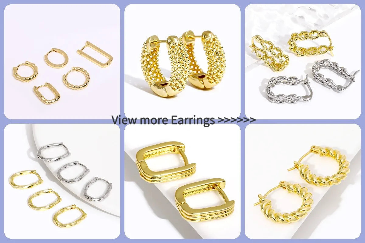 18K Gold Plated Brass With Center U-Bar And Open Ring Cable Chain Ear Thread Ear Wire Earrings DIY Earring Making Supplies