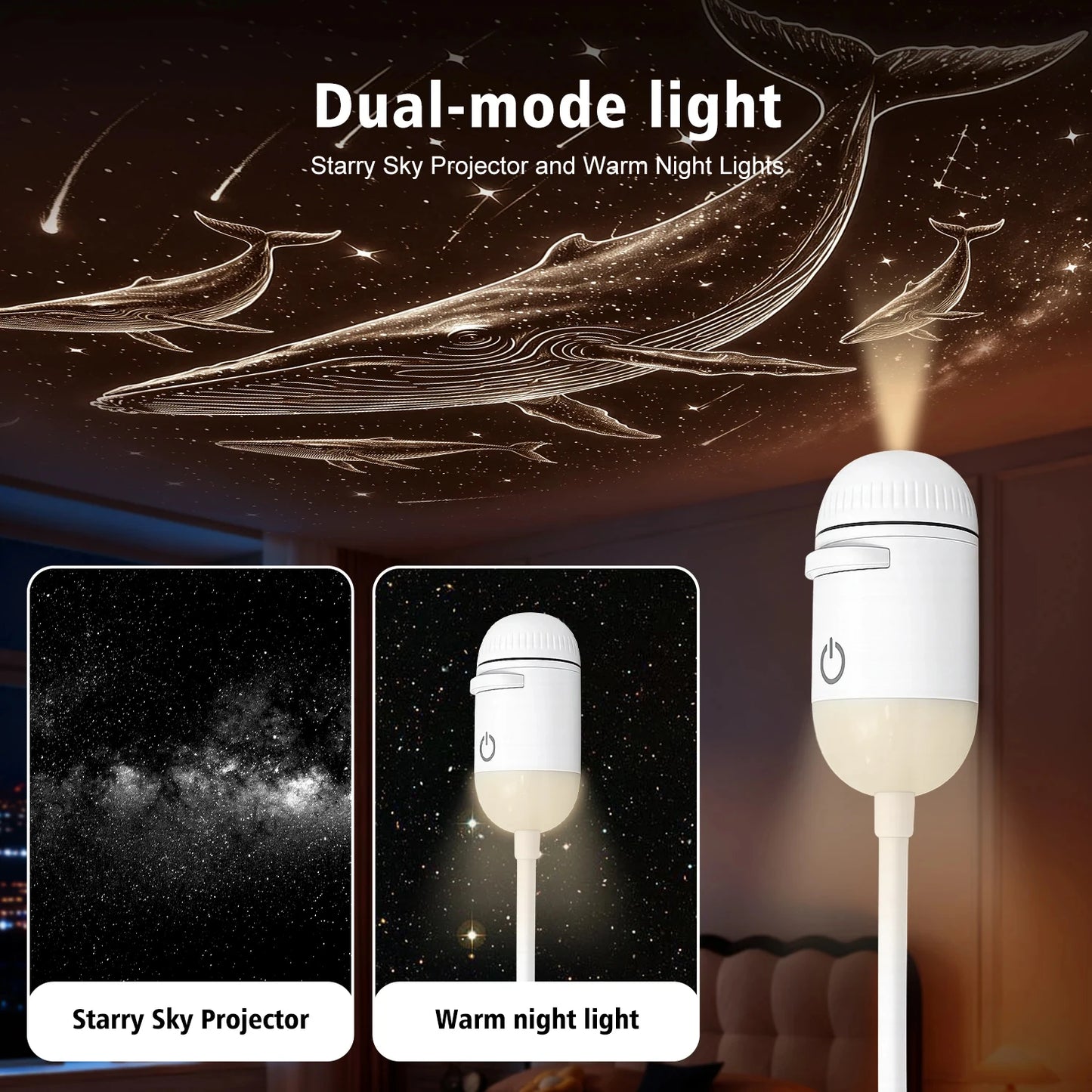Two In One Galaxy Star Projector Light Home Background Atmosphere Light Bedroom Car Decoration Moon Night Light Festival Gifts