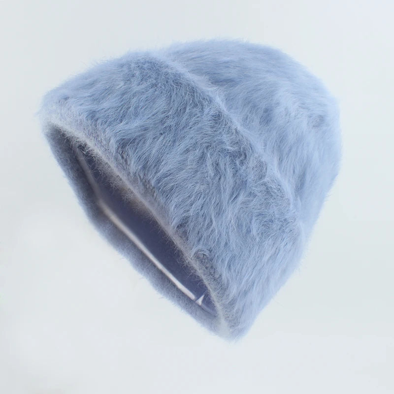 Winter Hats For Women Long Rabbit Fur Warm Beanie Bonnet Female Caps Men Fashion Solid Colors Real Fur Knitted Hat