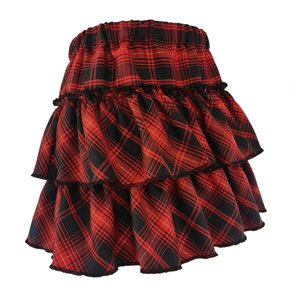 Pink Skirt Japanese College Style Youth Girl Plaid Skirt Female High Waist Slim Lolita Cosplay Y2k Skirt Goth Skirt