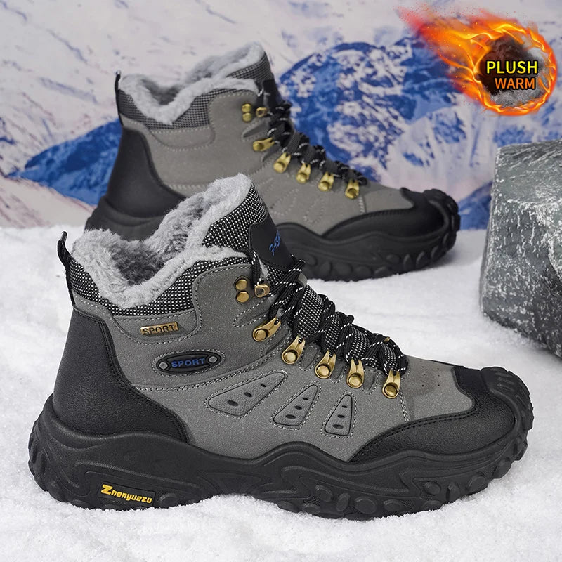 Autumn and Winter Men's Outdoor Sports and Travel Fleece-Lined Warm Snow Boots, Christmas Gifts, Birthday Gifts, Halloween Gifts