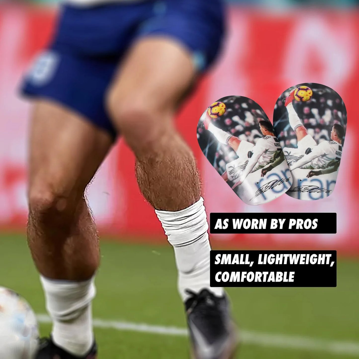 1 Pair of Mini Football Shin Guards - Ultra Small Protective Gear for Men & Women, Blue & White Cracked Ice Design, pp Material
