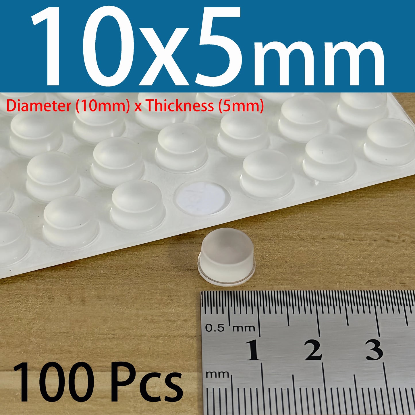 24-100Pcs Clear Self Adhesive Silicone Feet Pads Circular Dome Rubber Damper Buffer Cushion Furniture Cabinet Drawer Door Bumper