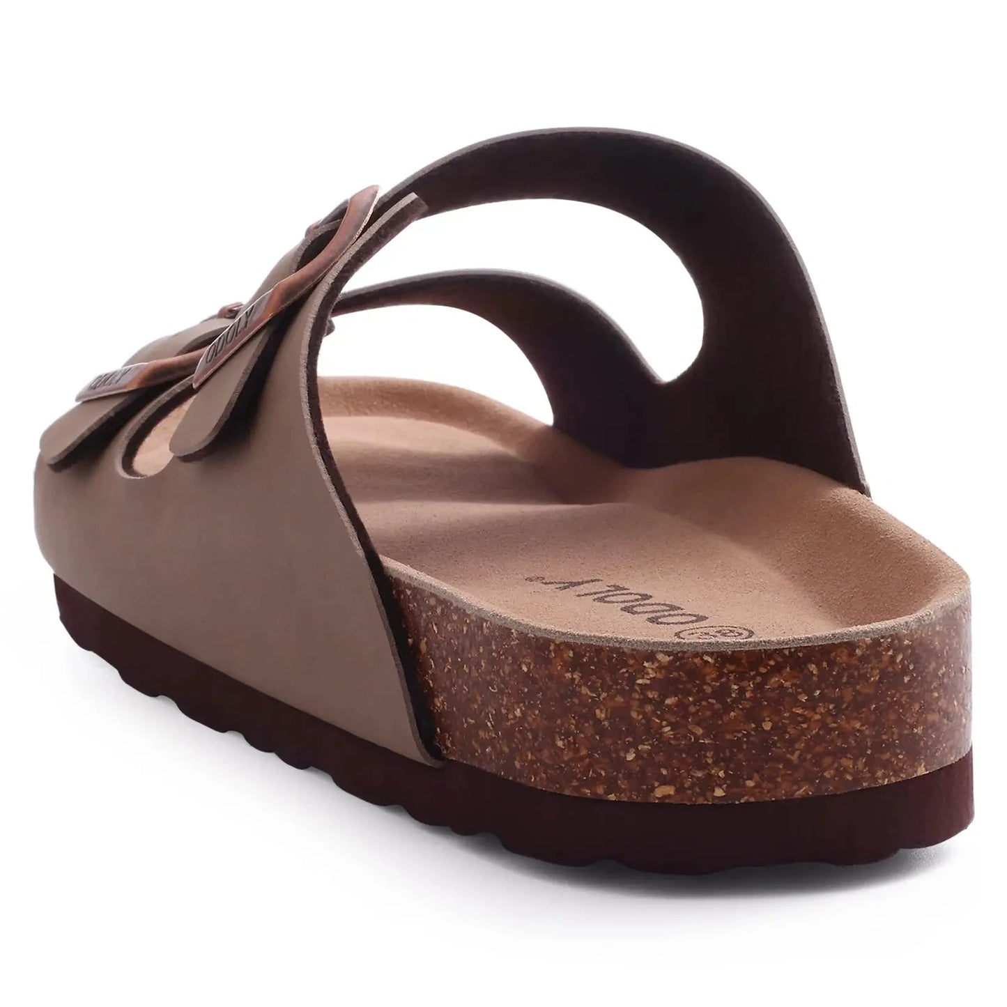 Comwarm Men's Cork Footbed Slides Sandals Arch Support Summer Outdoor Sandals with Adjustable Buckle Leisure Men Leather Slides