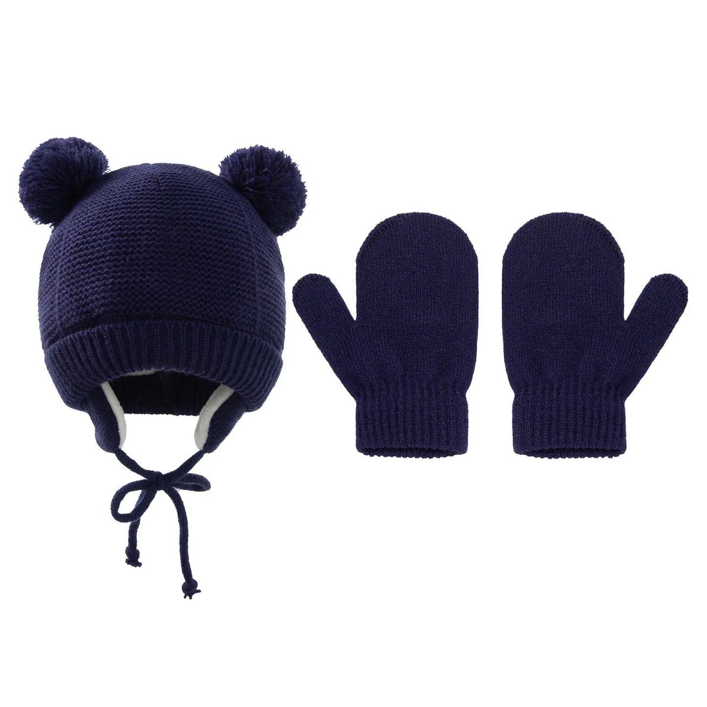 Winter Baby Hat for 0-12month Boy Girls Accessories Knited Cap Kids Hat Fleece Warm Gloves Thick Winter Ear Kids Hat Baby Bonnet