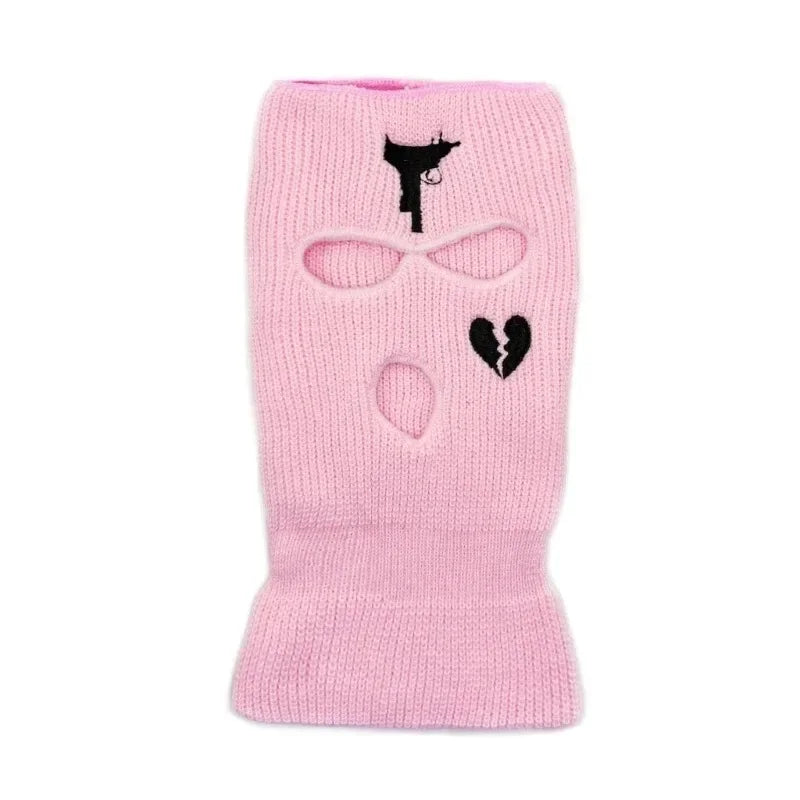 Winter Balaclava Skiing Hat with Three Holes Warm Outdoor Knitted Pullover Face Mask Multifunctional Sports