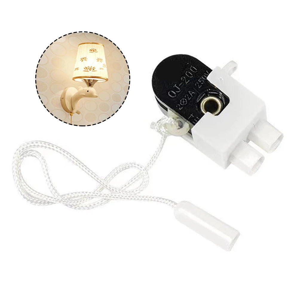 1Pcs Pull Cord Switch PC/PA + Alloy Pull Cord Wall Light Switch With Cord Rotating Pull Cord Switch For Table Lamps Floor-Lamps