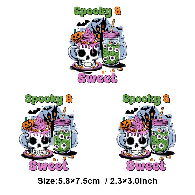 "Halloween is a Life Style"Patch Stickers Iron On Transfers for Clothing Iron Halloween Ghosts Stickers Fusible Applique Badge