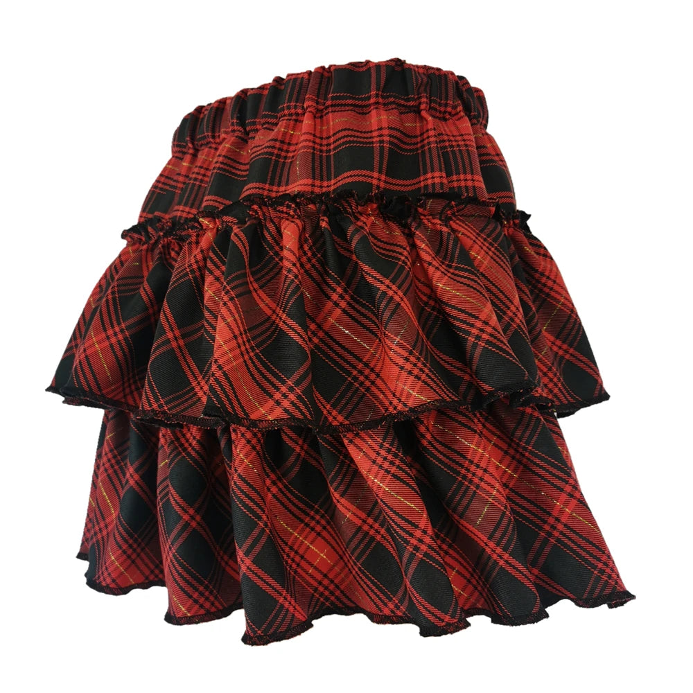 Pink Skirt Japanese College Style Youth Girl Plaid Skirt Female High Waist Slim Lolita Cosplay Y2k Skirt Goth Skirt