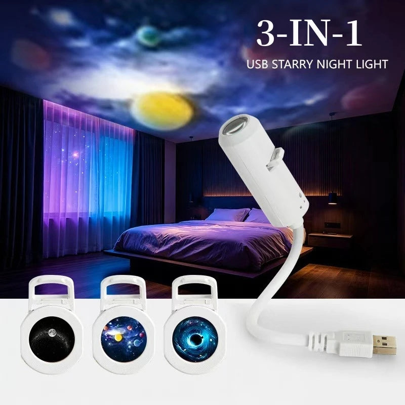 Mini Star Projector Lamp USB Galaxy Ambient Night Light for Bedroom Party Living Room Car Travel Christmas Gift