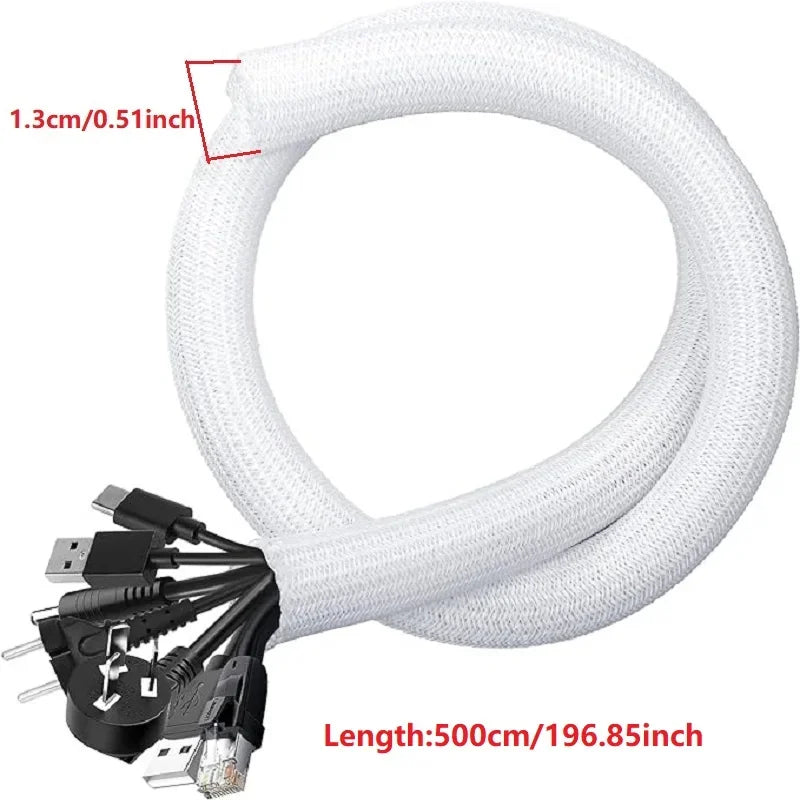 Braided Cable Sleeve 1m/3m/5m Pet Nylon Wrap for Desk PC TV Wire Protector Braided Wire Cover Casing Cable Organizer