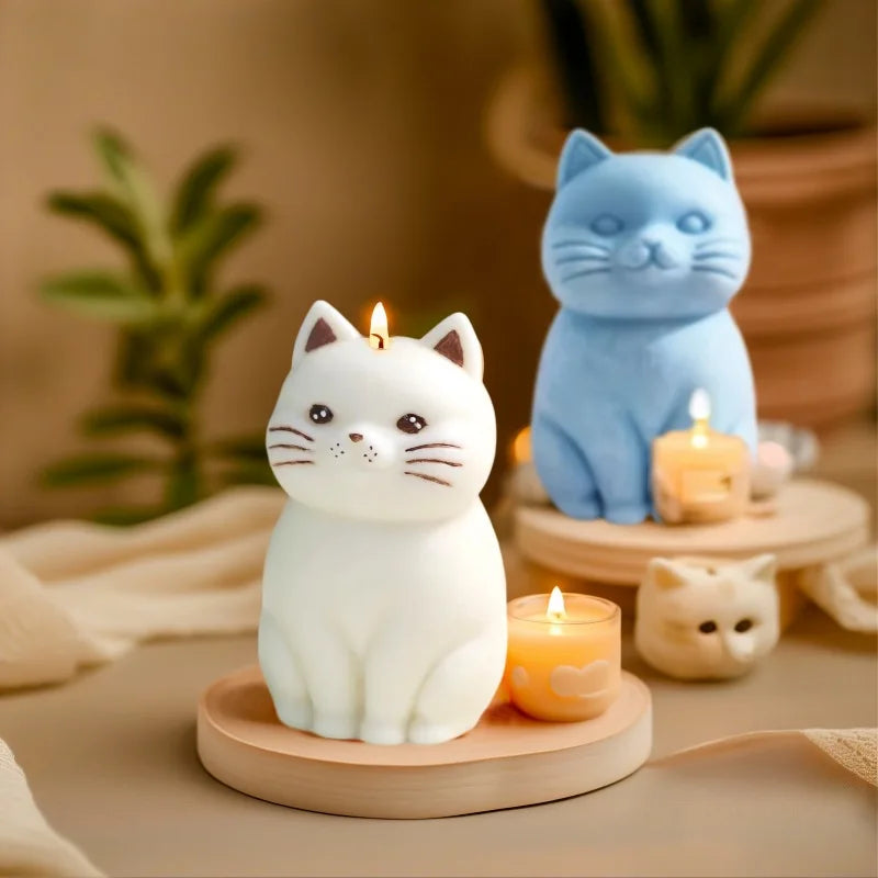 Sitting Cat Silicone Mold Handmade Soap Candle Making Supplies DIY Kitten Candle Soap Plaster Crafts Resin Concrete Mold