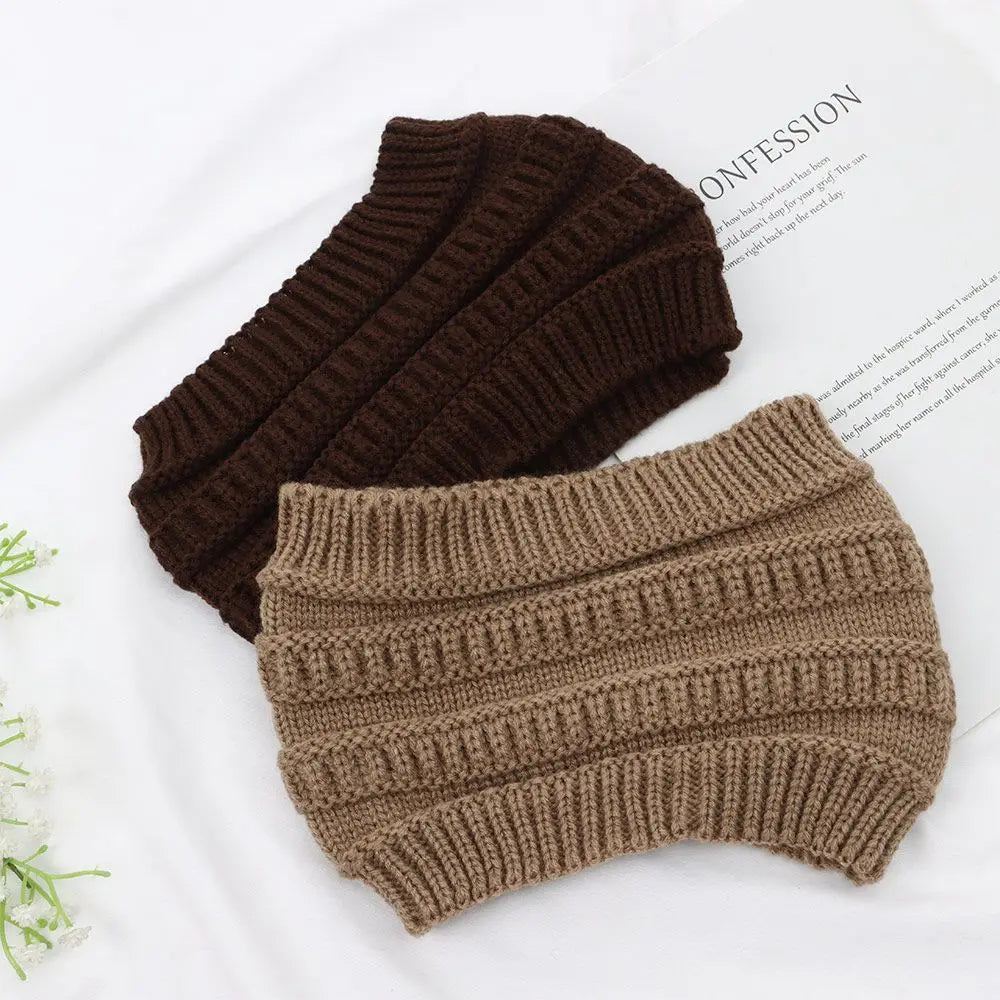 1Pcs Women Girl Autumn Winter Hair Accessories Headwraps Headwear Ponytail Beanie Hat Ear Warmer Hair Band Knitting Headband