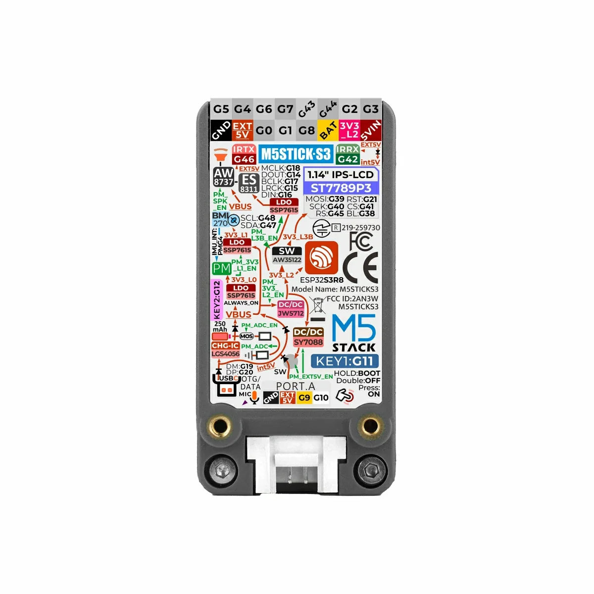 M5Stack StickS3 ESP32S3 Development Board 1.14 LCD WiFi Bluetooth for Smart Home Remote Control IoT Applications