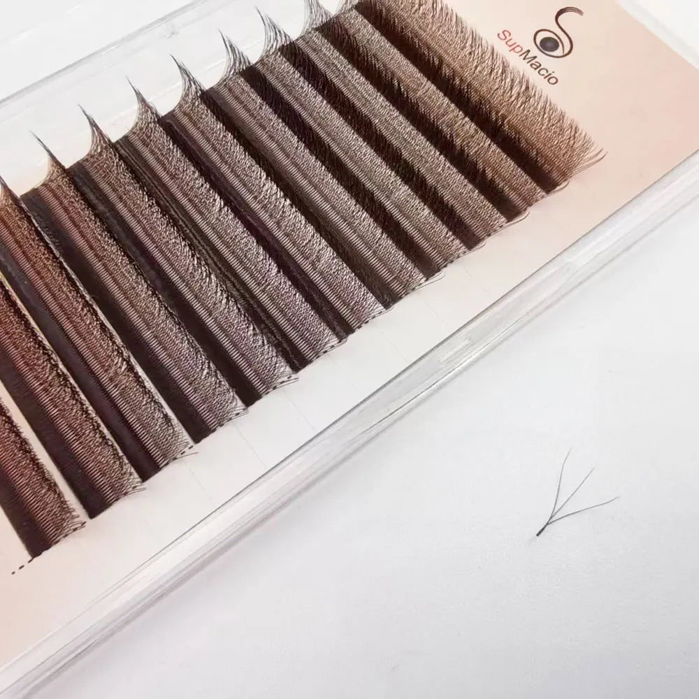 Supmacio Brown Eyelashes W Shaped Eyelash Extensions 2D 3D 4D 5D 6D Premade Fans Lahses Soft Natural Individual Lahesh