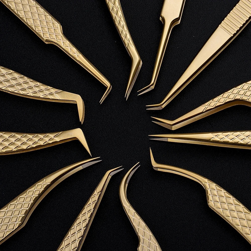 Fadvan Tweezers for Lashes Extension Fiber Tips Stainless Steel Makeup Tweezers Anti-static Free Print Your Logo