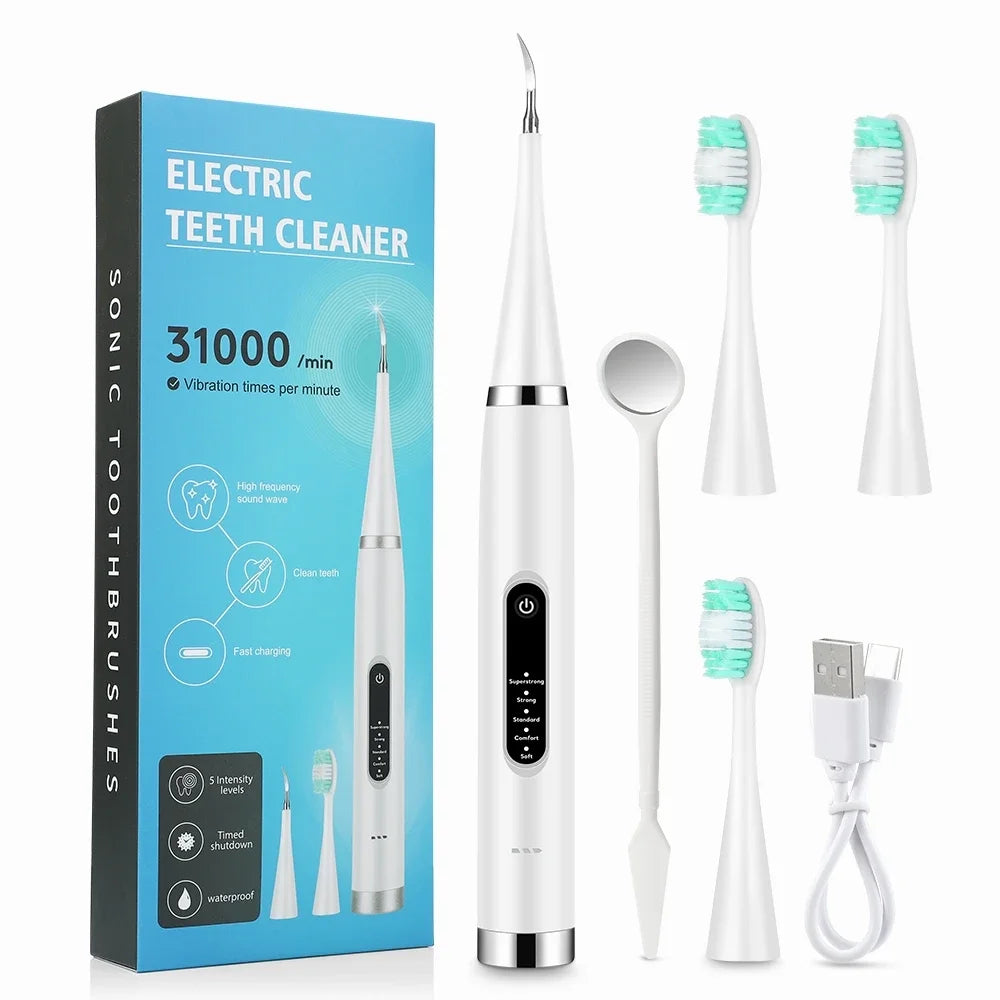Sonic Electric Toothbrush Teeth Whitening Kit Tooth Whitener Calculus Plaque Tartar Remover Tools Cleaner Stain Oral Care