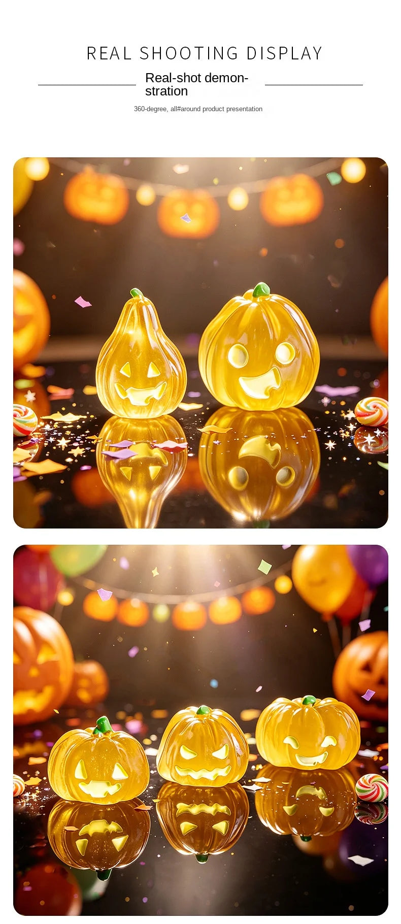 Halloween Luminous Pumpkin Decoration Cute DIY Expression Micro Landscape Small Desktop Ornaments Home Garden Figurines