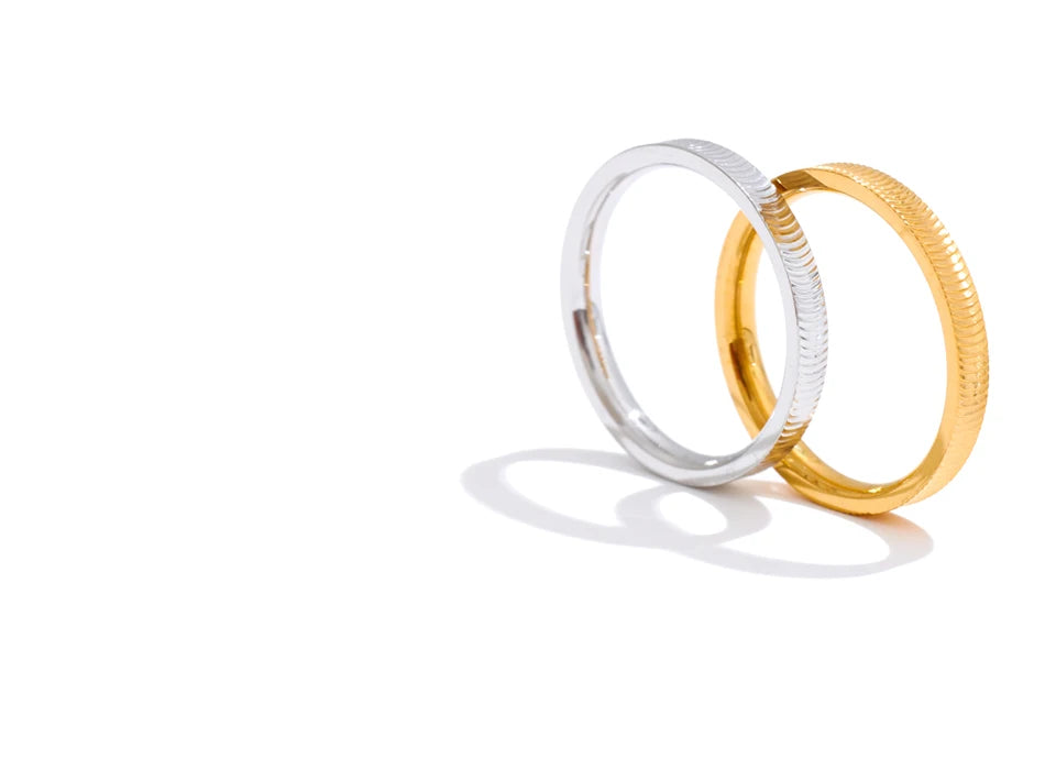 Yhpup Size 6789 PVD Minimalist Polished Metal Round Ring Rust Proof Stainless Steel Exquisite Daily Finger Jewelry for Women