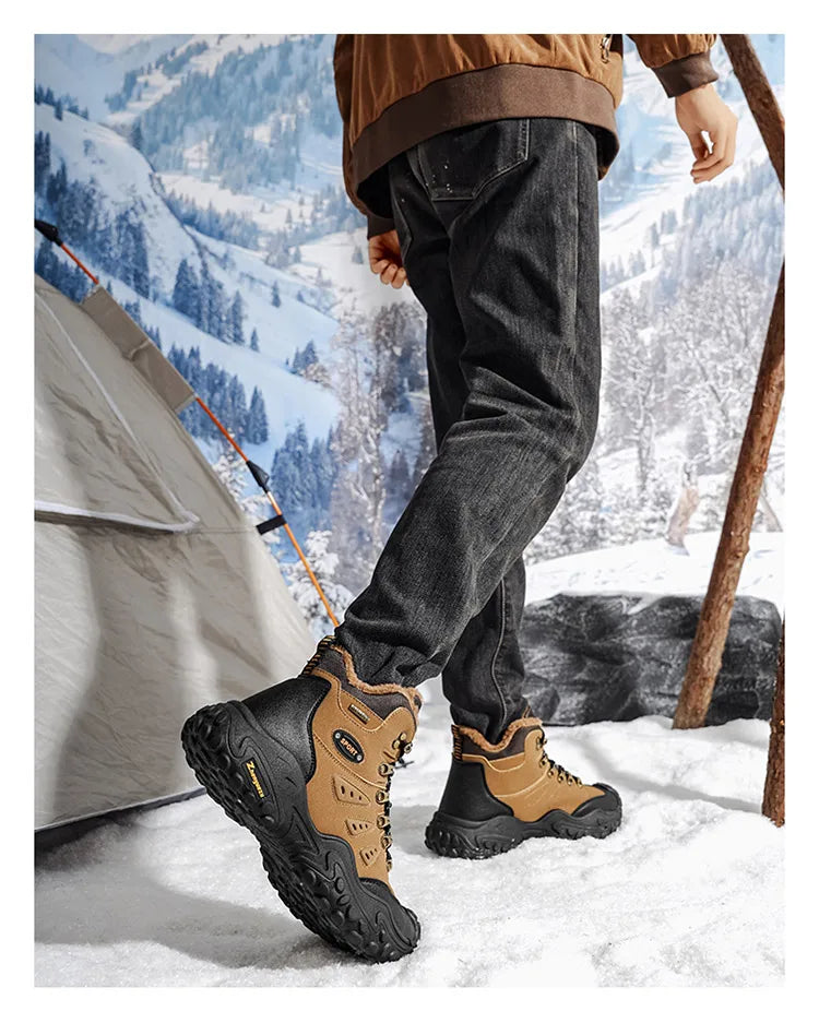 Autumn and Winter Men's Outdoor Sports and Travel Fleece-Lined Warm Snow Boots, Christmas Gifts, Birthday Gifts, Halloween Gifts