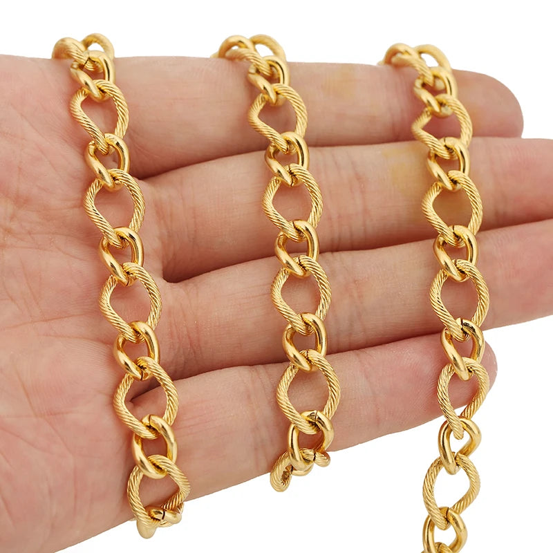 1 Meter Stainless Steel Large Heavy Chunky Hip Hop Punk Link Gold Color Chains DIY Jewelry Materials Handmade Necklace Bracelets