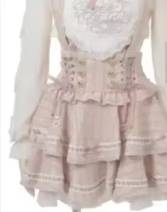 Original Japanese Mines Lolita Strap Skirts Women High Waist and Thin Frilly Pleated Skirt College Style Liz Girl Plaid Skirt