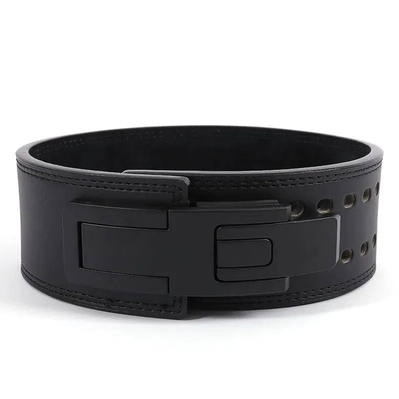 Weightlifting Belt Cowhide Leather Lever Buckle Waist Support Powerlifting Strong Pull Squat Deadlift Gym Training Powerlifters