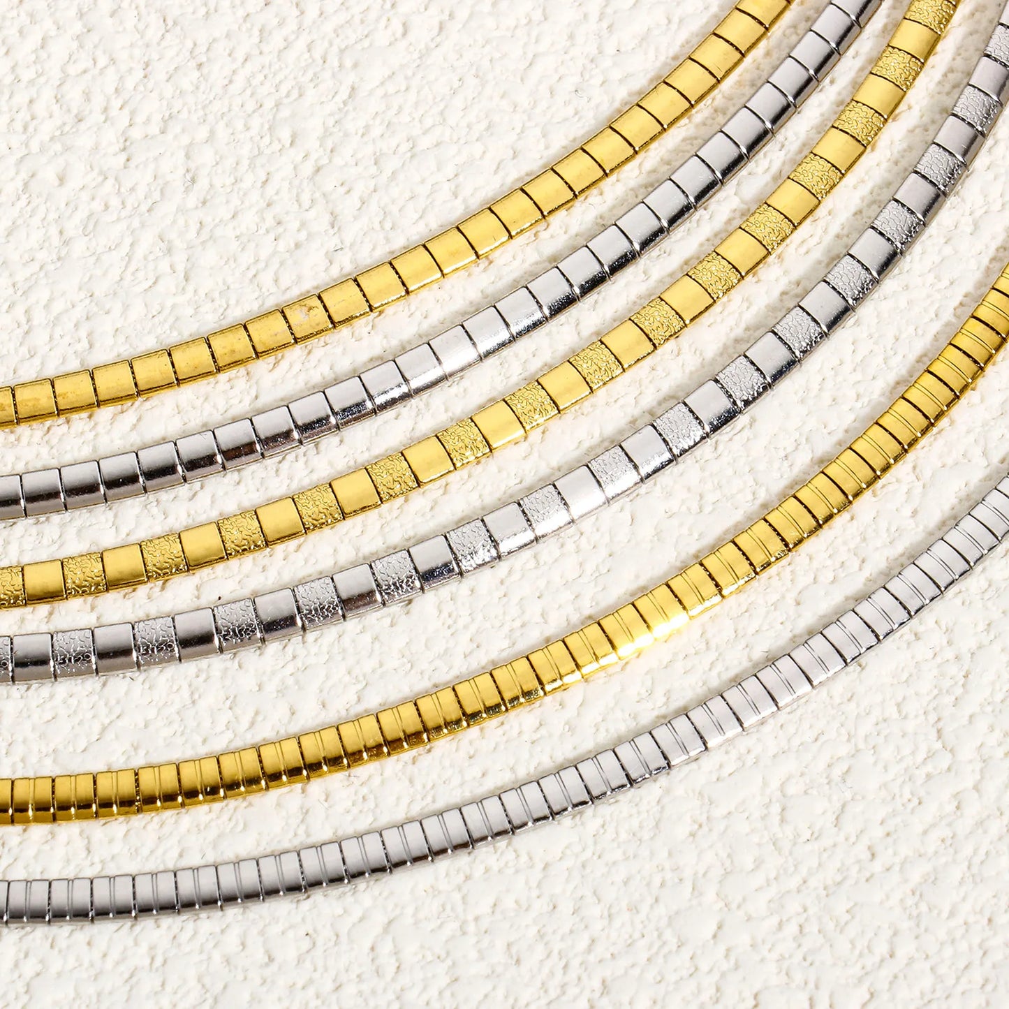 1 Piece 304 Stainless Steel  Chain Collar Neck Ring Necklace For Women Men Golden/Silvery Punk Jewelry 45cm(17 6/8") Long