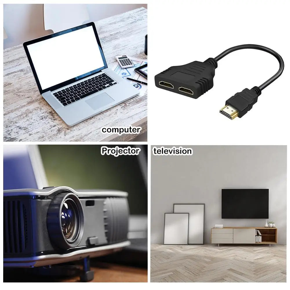 4K Computer Monitor HD Cable HDMI One In Two 30cm HD 1080P HDMI Splitter, One Input To Two Output Adapter Cable HDMI-compatible
