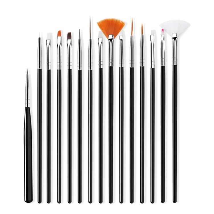 15Pcs Nail Art Brush Set Multifunctional Liner Brushes Detailing Brushes and Cleaning Tools Suitable for Gel Polish Art and DIY