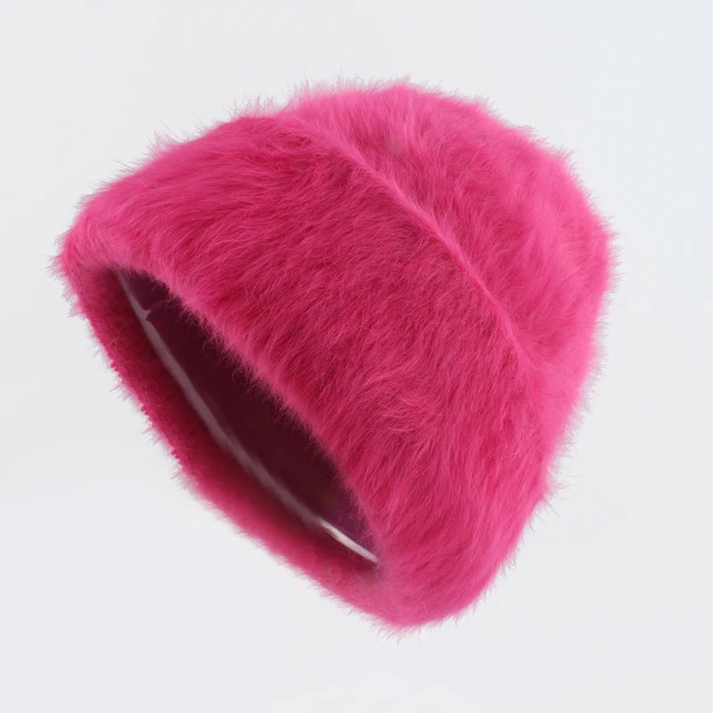Winter Hats For Women Long Rabbit Fur Warm Beanie Bonnet Female Caps Men Fashion Solid Colors Real Fur Knitted Hat