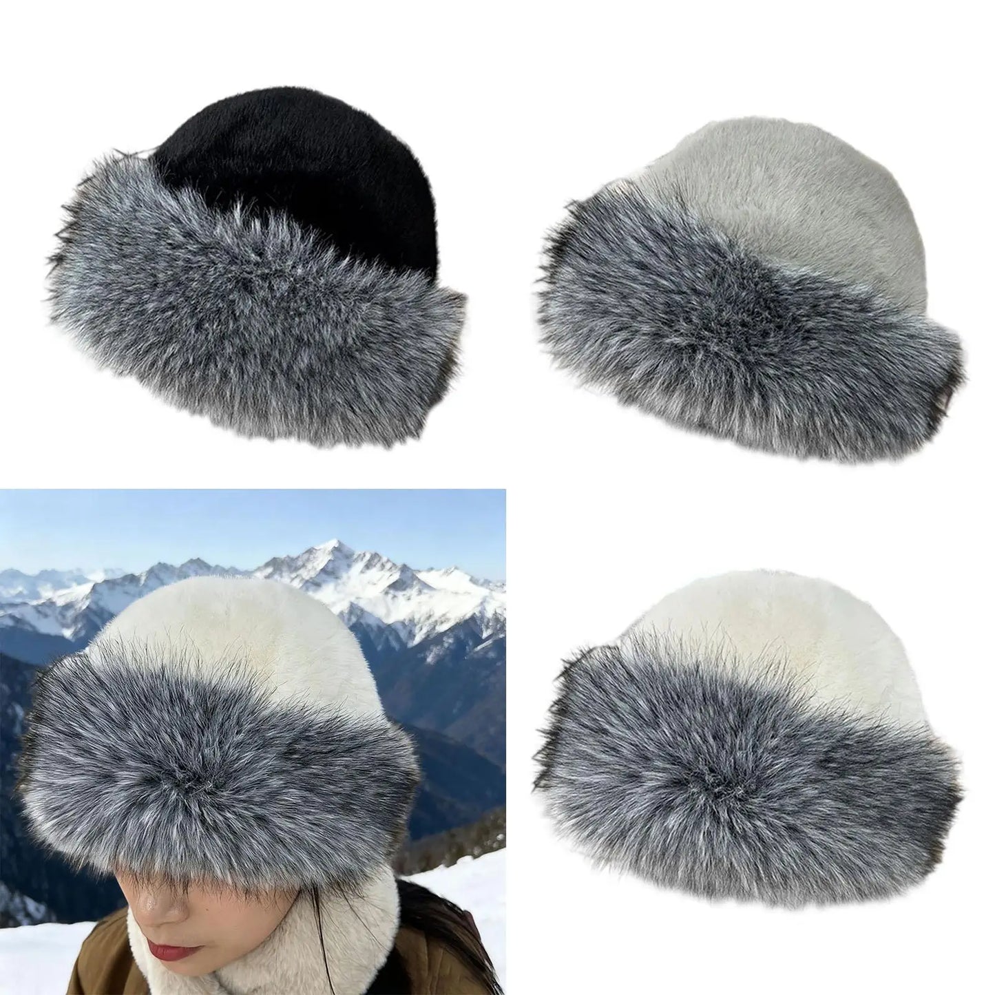 Warm Winter Hat for Women Faux Fur Lined Bucket Cap Windproof Fisherman Hat for Walking Travel Hiking Camping Snow