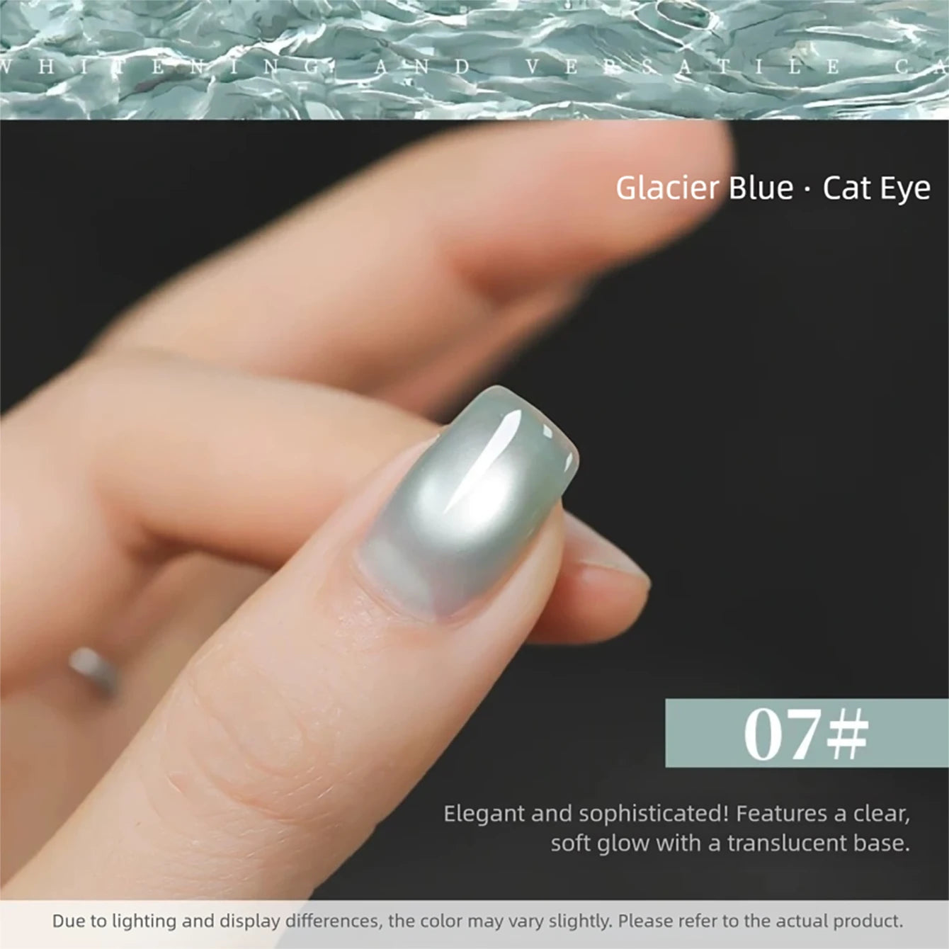 MIANEL 2026 Blue Moon Cat Eye Nail Gel Vibrant Sparkling Blue Glass Bead Effect Skin-Flattering Trendy Cat Eye Nail Art Manicure