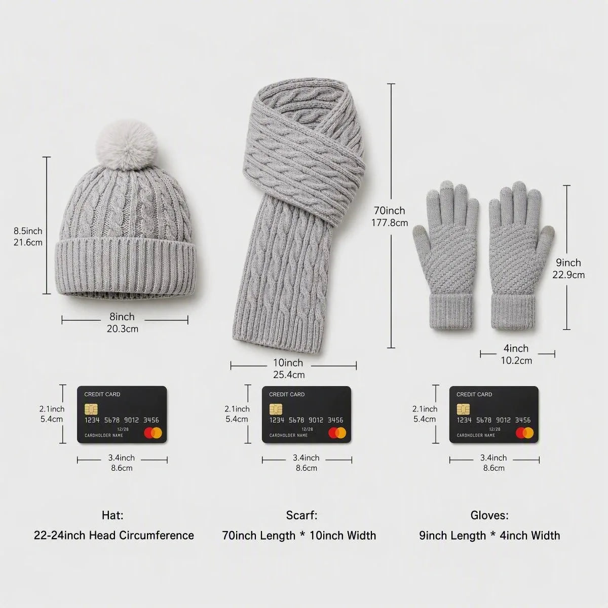 Women Winter 3Pcs Set Pom Pom Beanie Hat Scarf Touch Screen Gloves Sequin Knitted Warm Outdoor Accessories Christmas Gifts