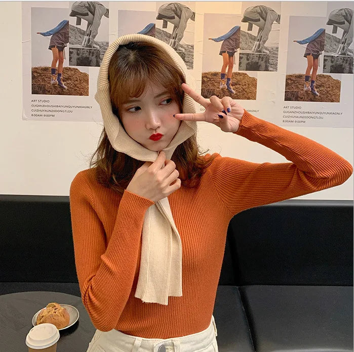 zjaiss 2026 Autumn Basic Bottoming Sweater Top Women Ribbed Soft Mock Neck Elastic Pullover Warm Solid Color Slim Jumper
