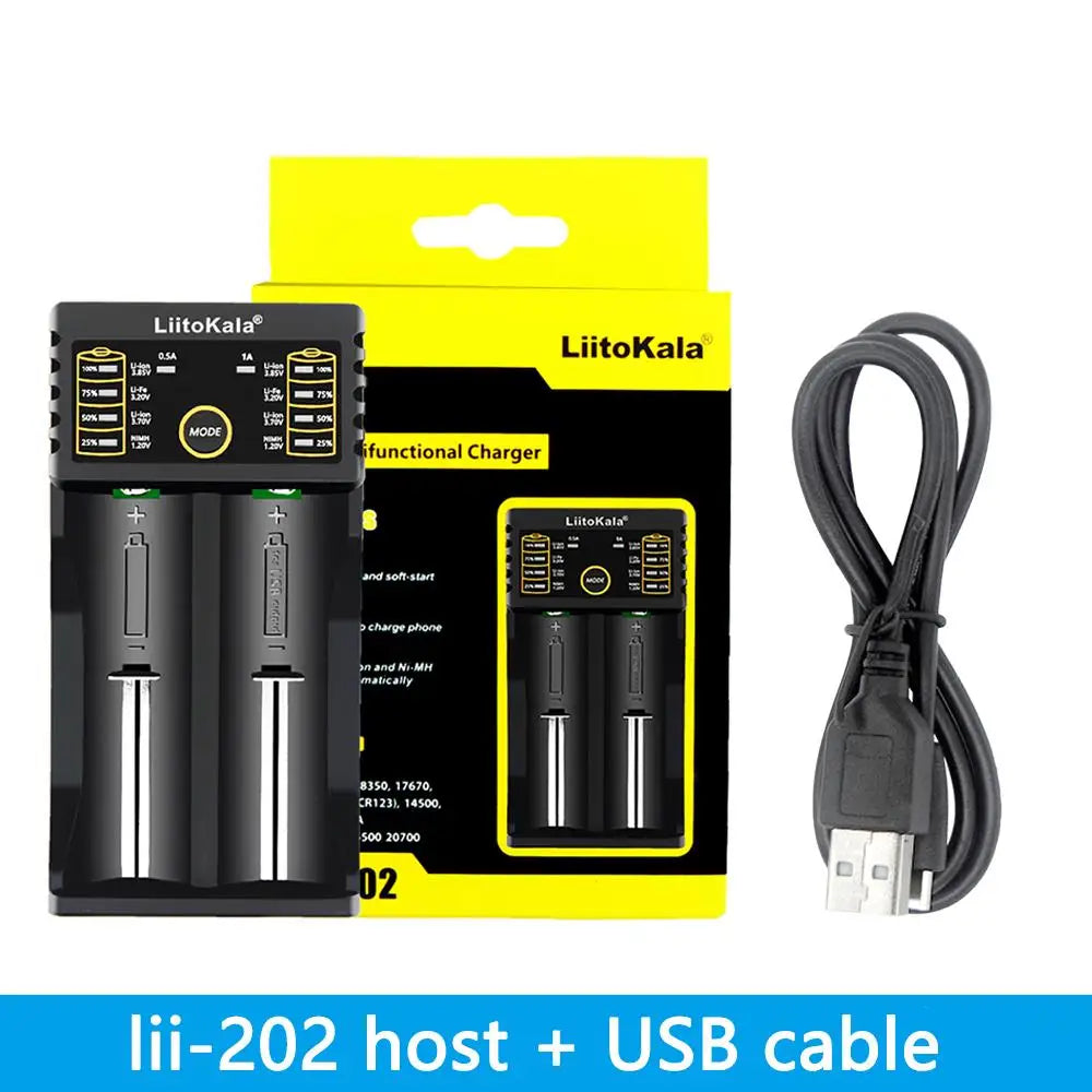 LiitoKala Lii-D4XL Lii-M4 Lii-M4S Lii-402 Lii-202 Lii-S2 3.7V/18650 18350 26650 14500 16340 NiMH Lithium Battery Smart Charger