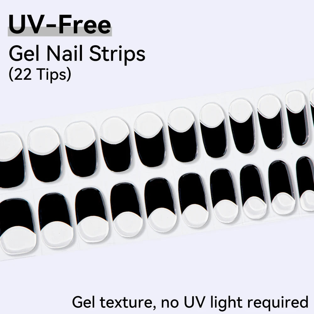 UV FREE Fully Cured Gel Nail Strips 16/22 Tips Self Adhesive Gel Nail Stickers DIY Nail Art Manicure DON'T NEED UV LAMP