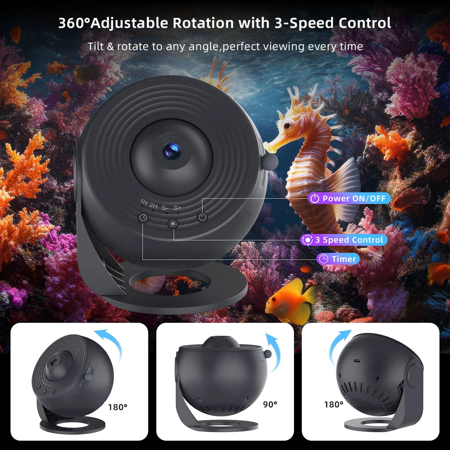 Ocean Starry Sky Projector Night Light 12 in 1 Animal Ocean Projector 360° Rotating Star Galaxy Projector Room Decoration
