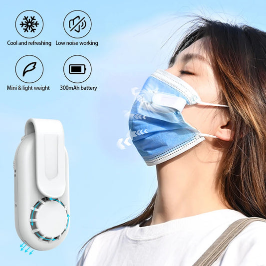 Portable Reusable Fan for Face Mask Clip-On Summer Wearable Sports Cooling Air Filter USB Personal Exhaust Mini Fans Mini Fan