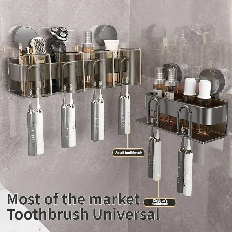No Need To Drill Suction Cup A Wall-Mounted Electric Toothbrush Holder With a Cup For The Bathroom