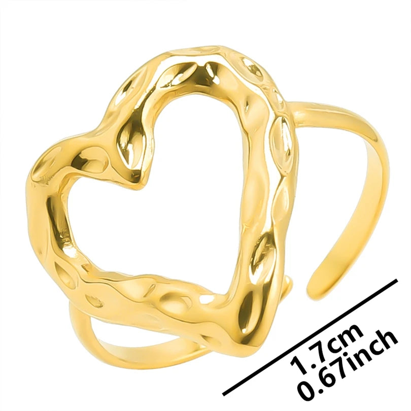 6pcs/lot Wholesale Various Chunky Rings Real Gold Plated Love Abstract DIY Shell Star Sun Bat Shaped Rings Women Jewelry Gifts