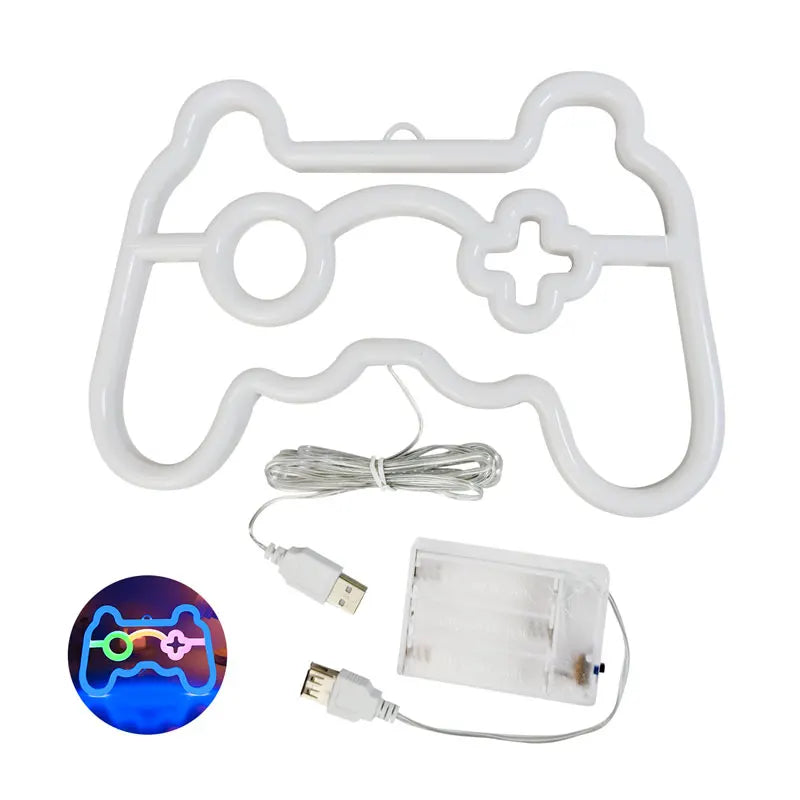 LED Game Controller Neon Sign Shatterproof PVC Material Operated Ambient Lighting for Game Room Streaming Background Holiday