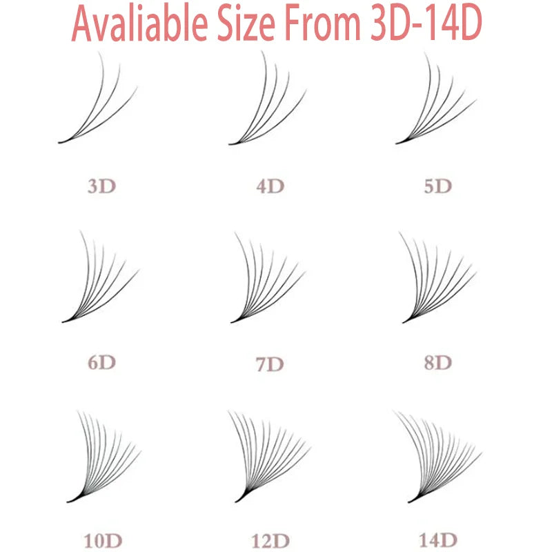 2000 Fans 0.05 0.07 Mix C D Lash Promade Russian Volume Natural Handmade 8D 12D 14D Ultra Speed Top Premade  Lashes Extensions
