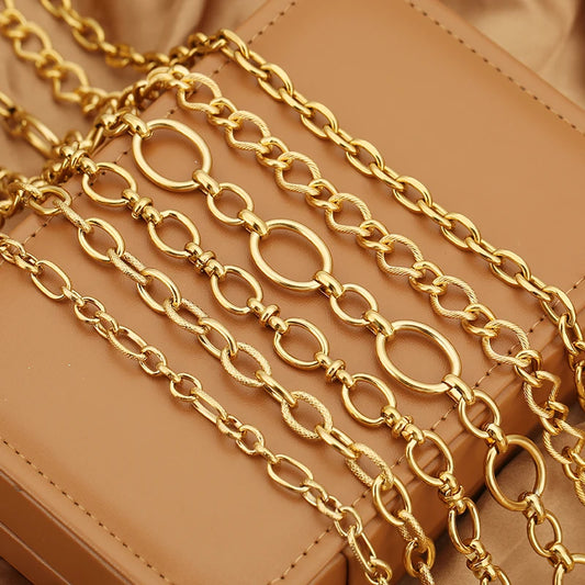 1 Meter Stainless Steel Large Heavy Chunky Hip Hop Punk Link Gold Color Chains DIY Jewelry Materials Handmade Necklace Bracelets