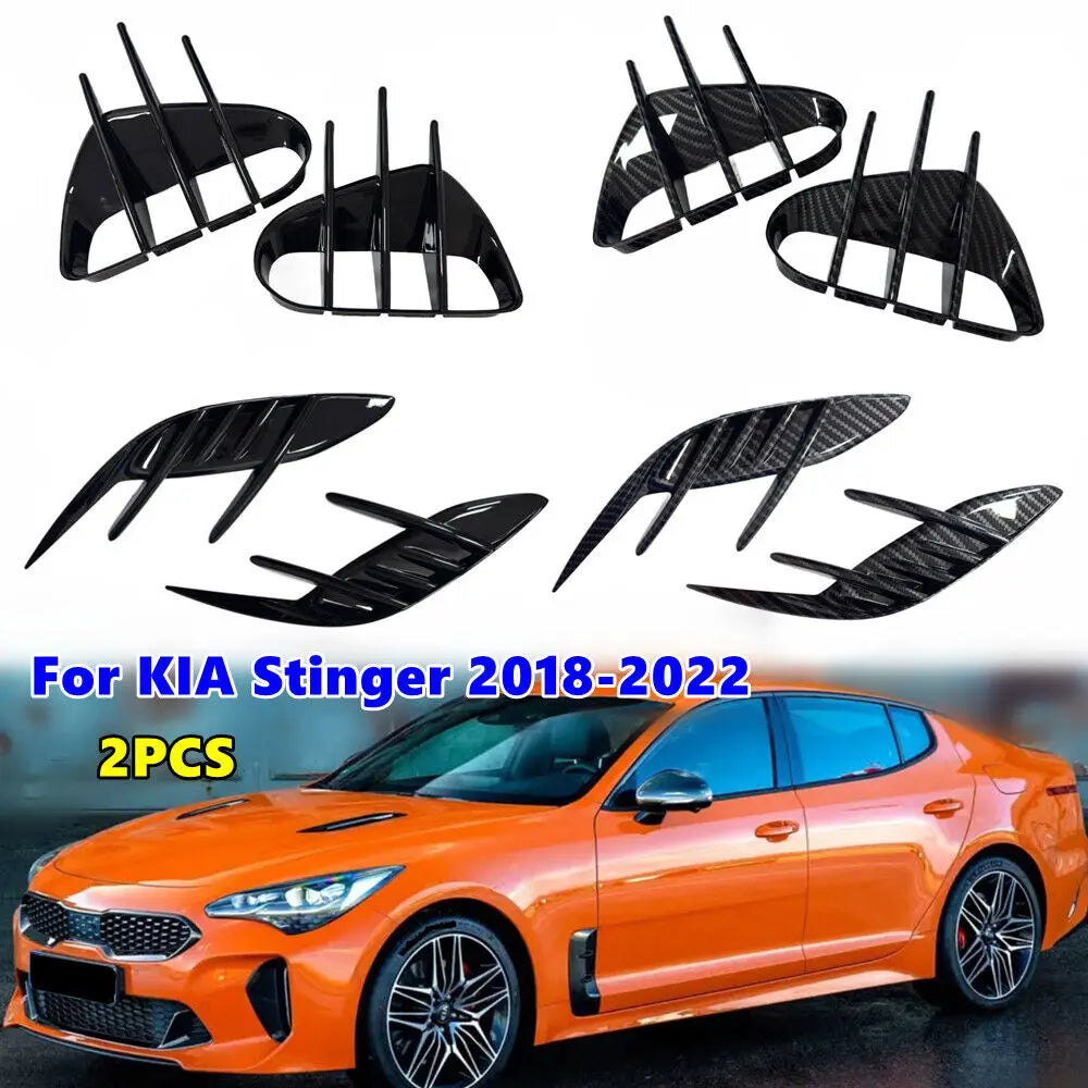 2PCS For KIA Stinger 2018-2023 Car Front Rear Bumper Spoiler Fender Side Vent Cover Canard Splitter Trim Auto Accessories