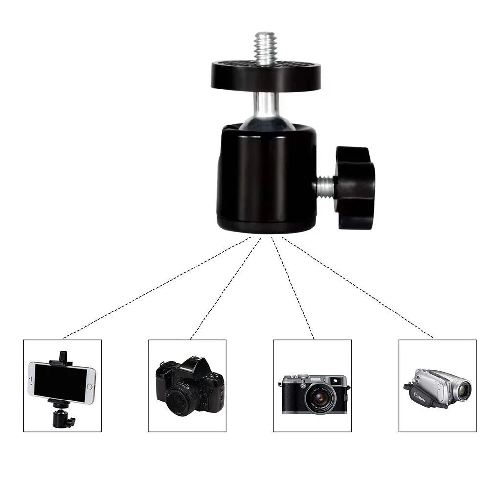 Aluminum Alloy 360° Rotatable Mini Ball Head with 1/4" Screw for DSLR Camera Tripod Phone Mount Vlog Photography