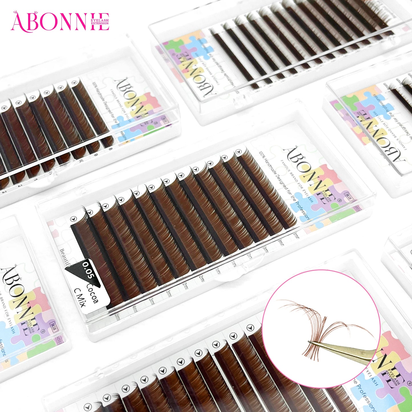 Abonnie Cocoa Brown Eyelash Extensions C CC D Mink Individual Colorful Lashes Extensions Brown Color Natural Soft Eyelashes