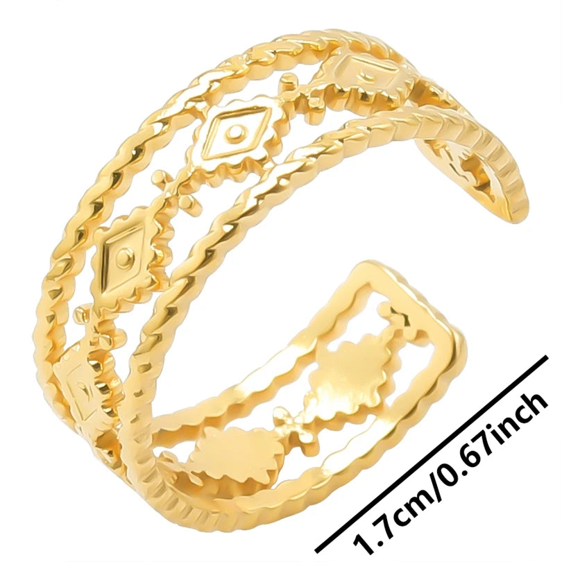 6pcs/lot Wholesale Various Chunky Rings Real Gold Plated Love Abstract DIY Shell Star Sun Bat Shaped Rings Women Jewelry Gifts